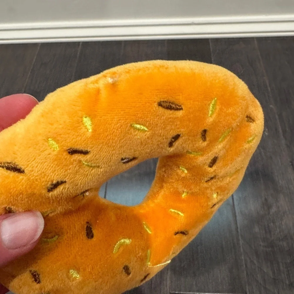 NWOT Orange Bagel Plush Pet Dog Toy